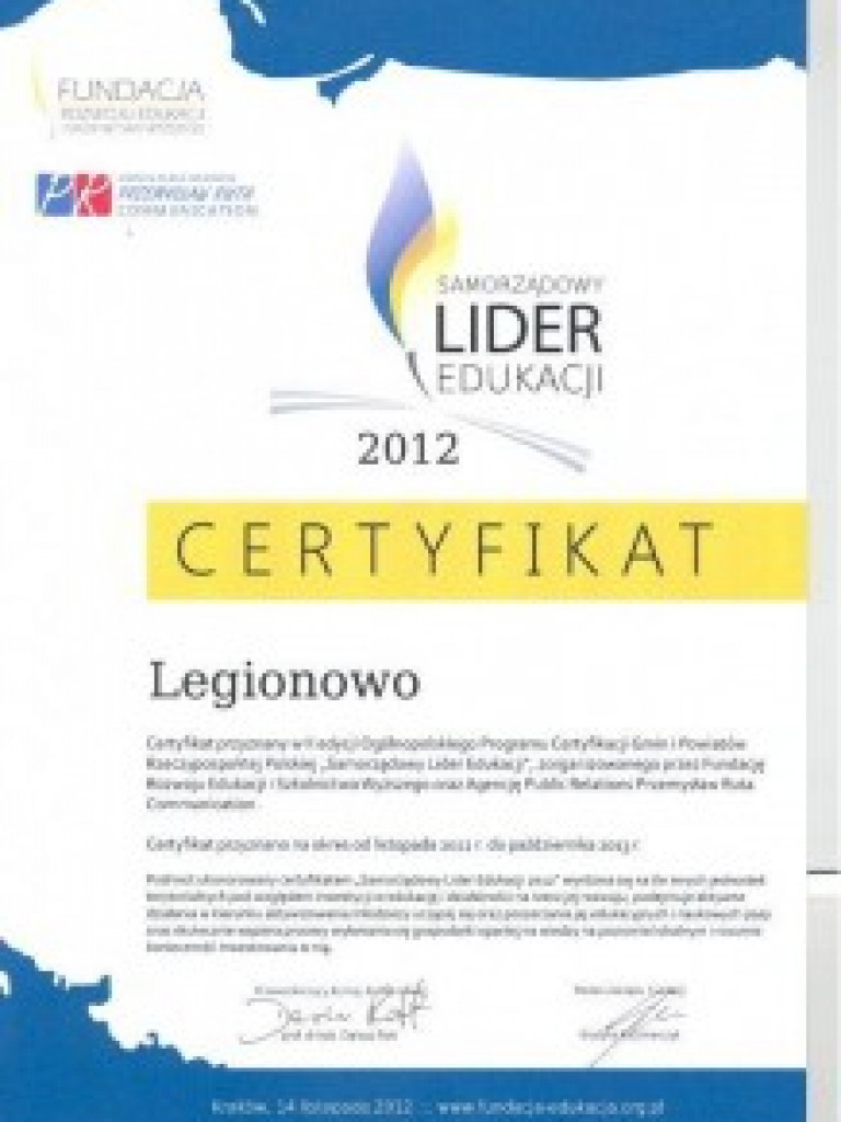 Legionowo Samorządowym Liderem Edukacji