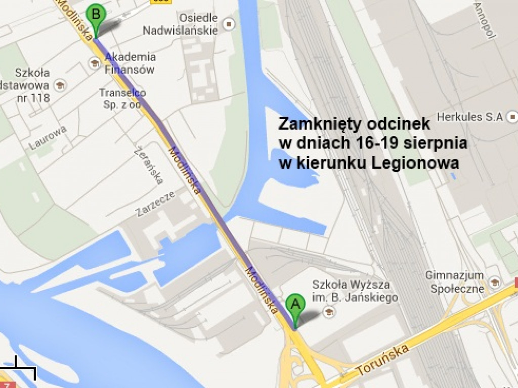 Na długi weekend zamykają Modlińską w kierunku Legionowa