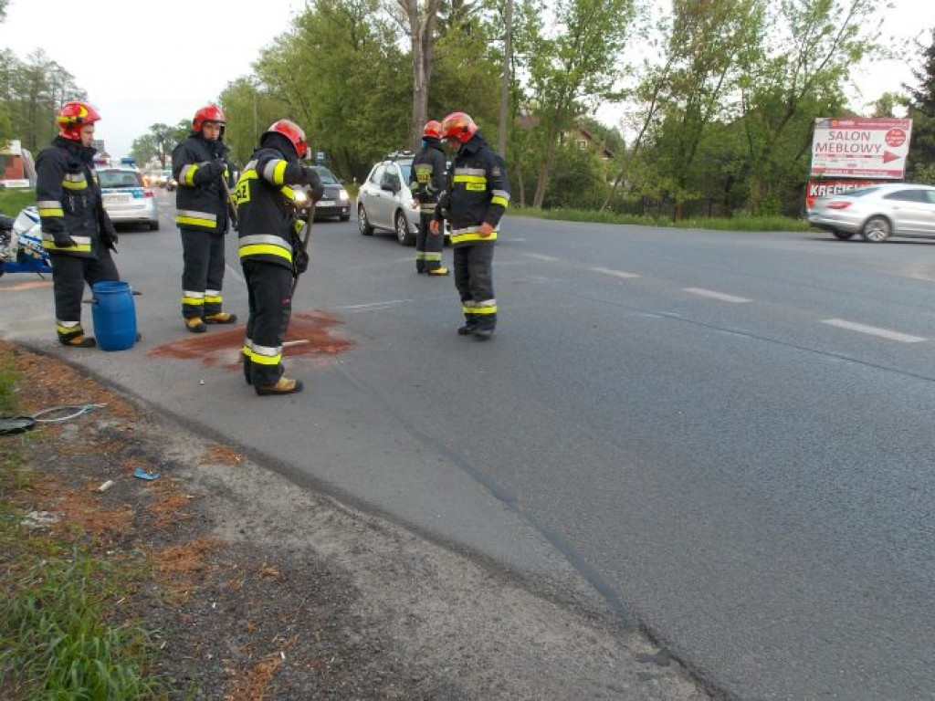 Legionowo: Zderzenie terenówki i motocykla przy CSP