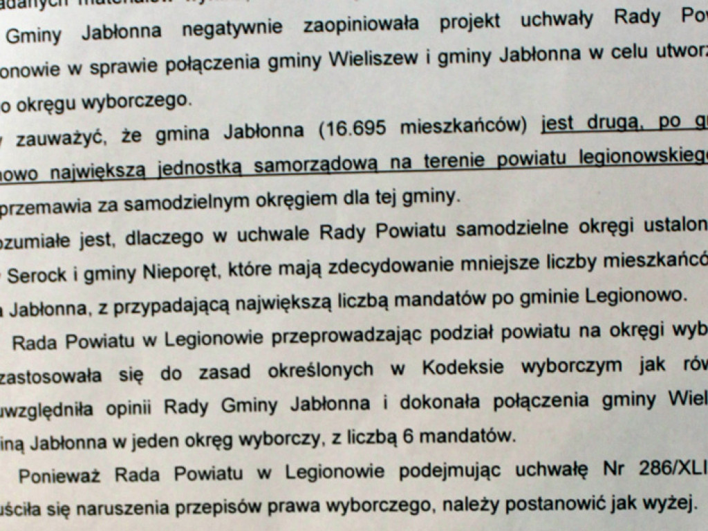 Legionowski: Mieszkańcy Jabłonny chcą 