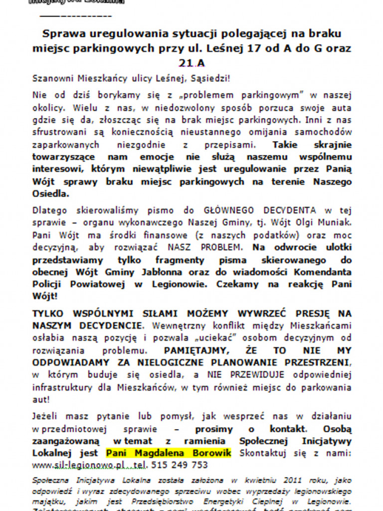 Jabłonna: Parkingowy koszmar z ulicy Leśnej