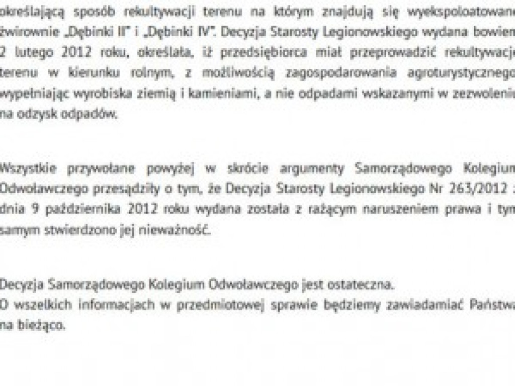 Serock: Co z wyrobiskiem w Maryninie? Czy urząd chce coś ukryć?