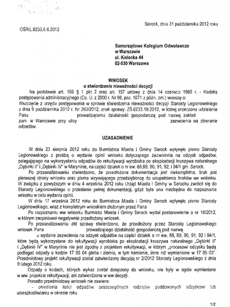 Serock: Co z wyrobiskiem w Maryninie? Czy urząd chce coś ukryć?