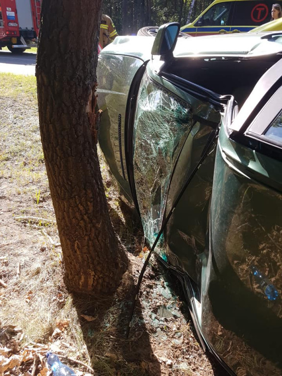 BMW na zakręcie wypadło z drogi i uderzyło w...