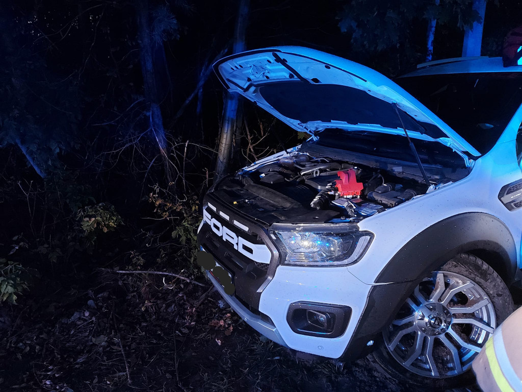 Na Suwalnej w Łajskach ford wjechał w drzewo