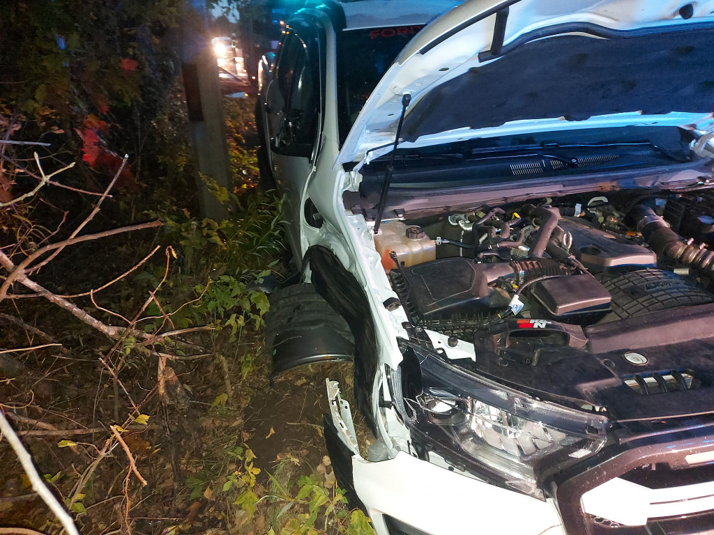Na Suwalnej w Łajskach ford wjechał w drzewo