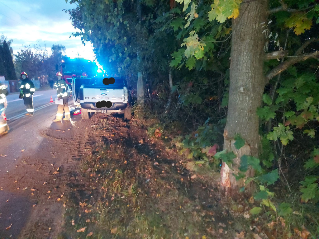 Na Suwalnej w Łajskach ford wjechał w drzewo
