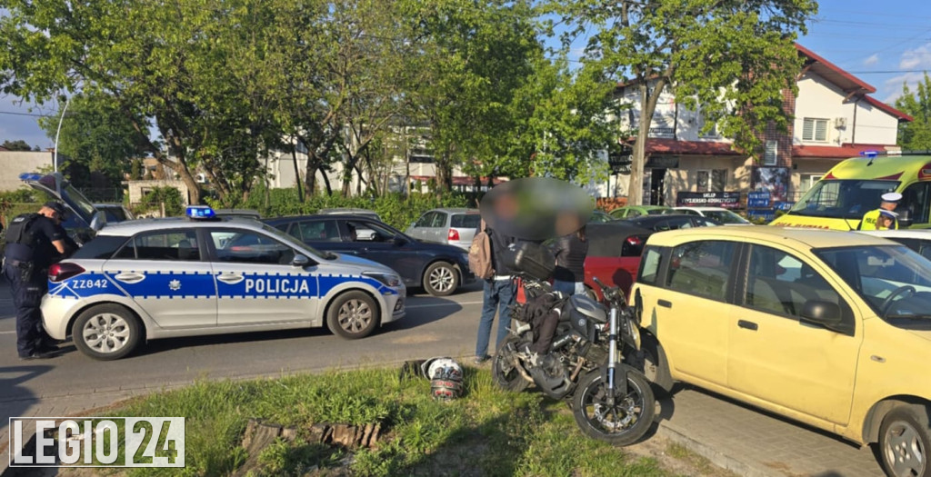 Zderzenie motocykla i osobówki na Jagiellońskiej