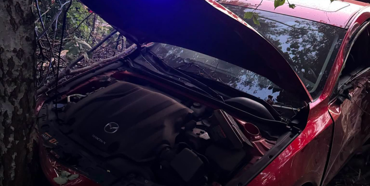 Chotomów: Mazda rozbiła się o drzewo. W środku było pięć osób