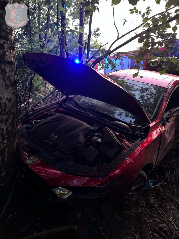 Chotomów: Mazda rozbiła się o drzewo. W środku było pięć osób