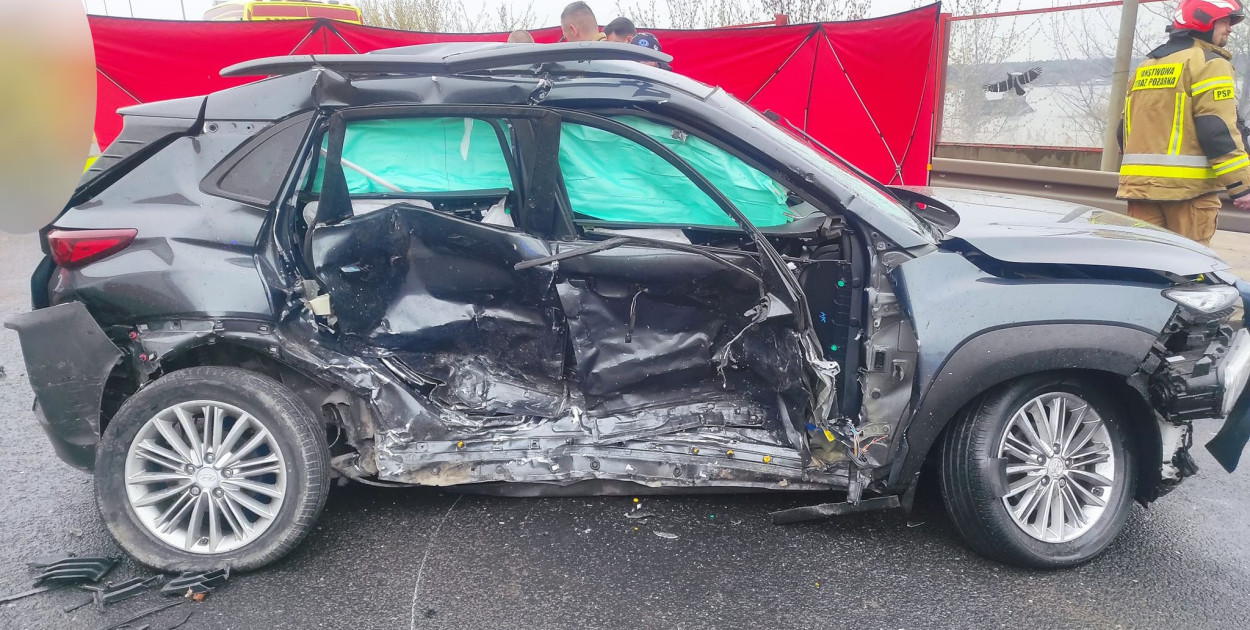Wypadek w Zegrzu. Fot. fb / KP PSP Legionowo