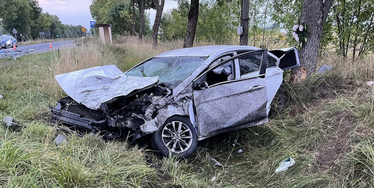 Wypadek w Ludwinowie Zegrzyńskim. Fot. KP PSP Legionowo