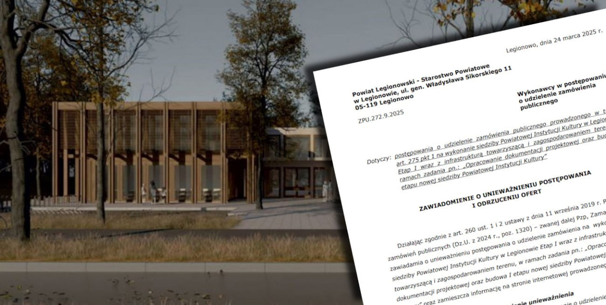 Wizualizacja nowej siedziby PIK. Mat. Starostwo Powiatowe w Legionowie
