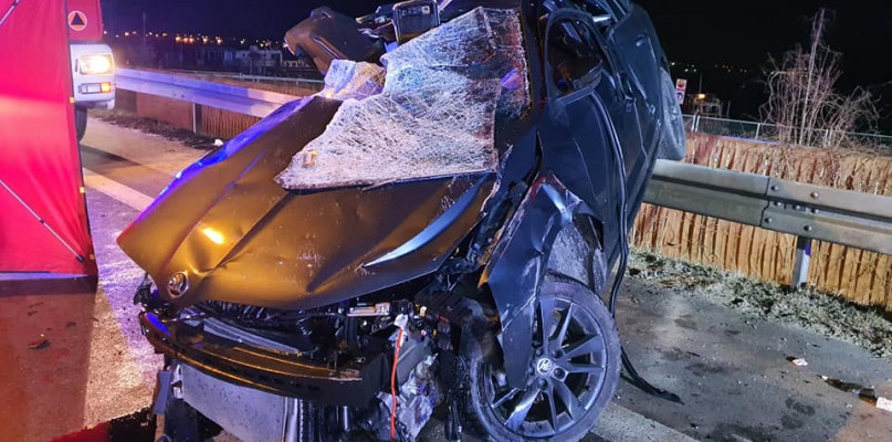 Wypadek na DW631 w Nieporęcie. Fot. KP PSP Legionowo
