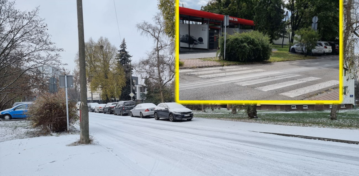 Po opadach śniegu przejście dla pieszych stało się niewidoczne dla kierowców jadących od ul. Sowińskiego. Fot. Czytelnik