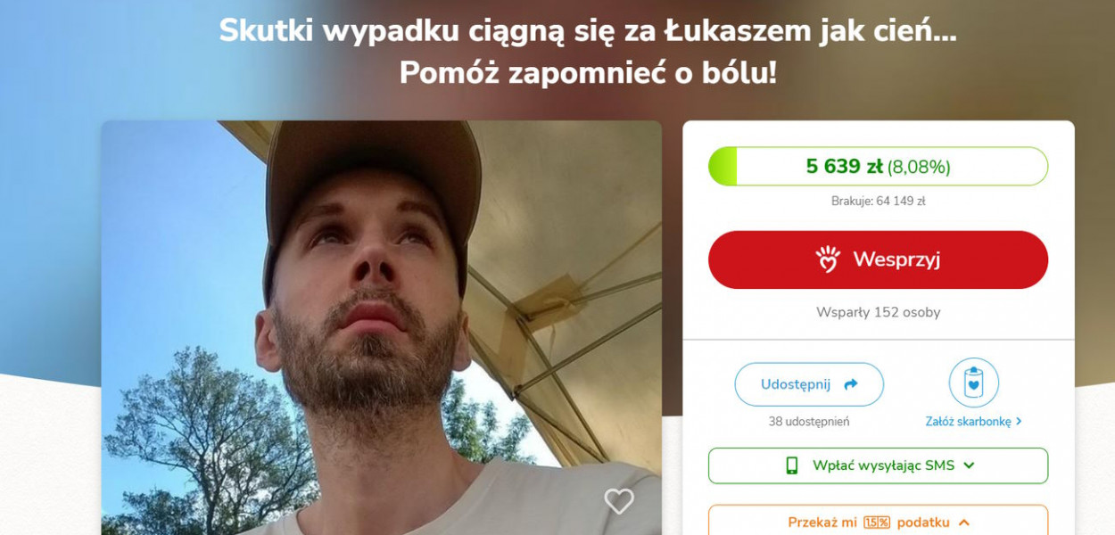 Fot. screen https://www.siepomaga.pl/lukasz-hryszko
