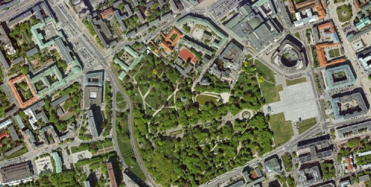 Ogród Saski z lotu ptaka. Fot. UM Warszawa