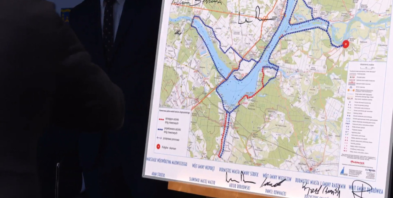 Mapa przedstawiająca planowane i obecne ścieżki. Fot. screen fb / Gmina Nieporęt