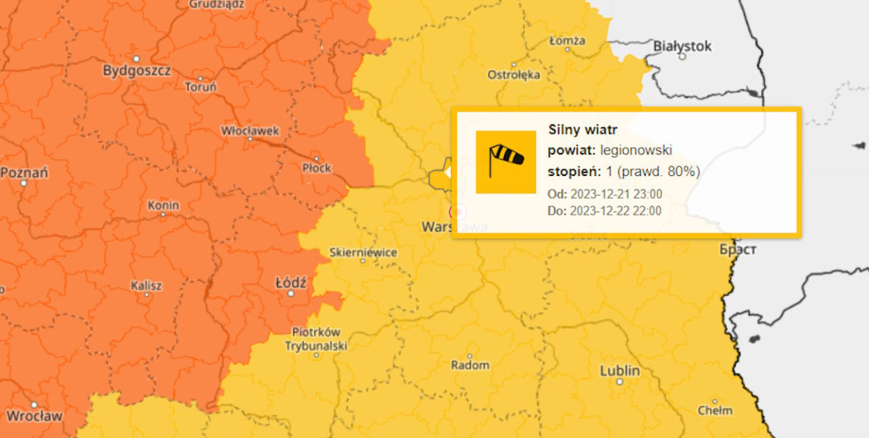 Grafika: Screen ze strony internetowej IMGW / meteo.imgw.pl