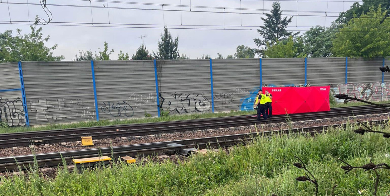 Śmiertelne potrącenie na torach, fot. KP PSP Legionowo