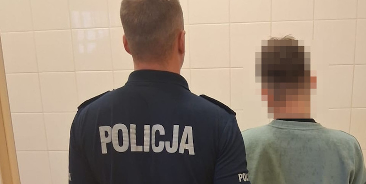 Zatrzymany 33-latek w rękach policji, fot. KPP Legionowo
