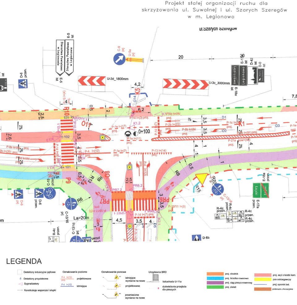 Projekt stałej organizacji ruchu po przebudowie. Mat. Starostwo Powiatowe w Legionowie