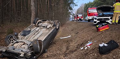 Wólka Radzymińska: Kolizja na DW631. Honda dachowała w rowie