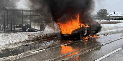 Auto w ogniu na DW631. Interwencja strażaków w Krubinie-143983