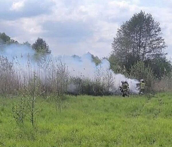 Pożar samochodu w pobliżu jeziora Góra. Auto nie miało tablic rejestracyjnych