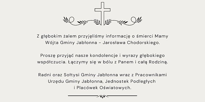 Kondolencje dla Wójta Gminy Jabłonna