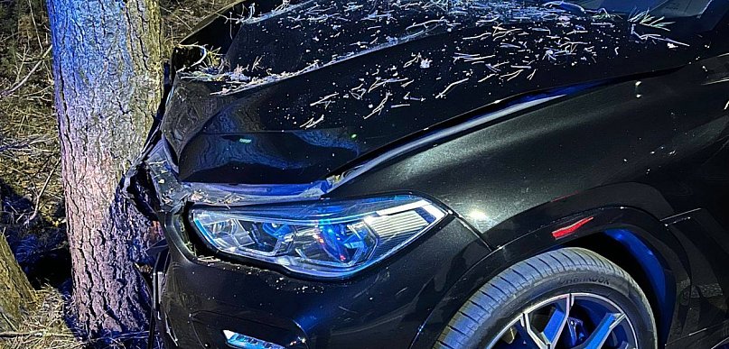 Komornica: Chciał ominąć sarnę, rozbił BMW na drzewie