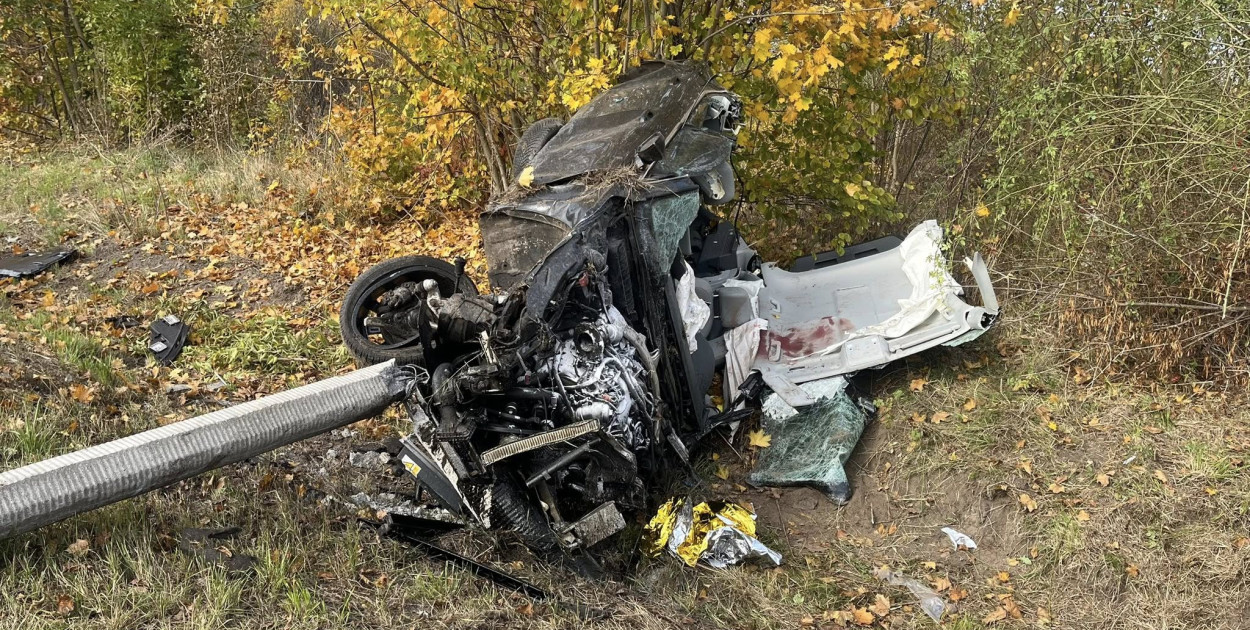 Karolino: Zderzenie toyoty z audi na DK62. Fot. KP PSP Legionowo