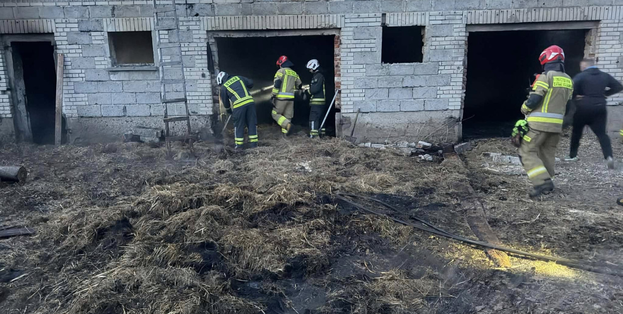 Pożar w Bożej Woli. W budynku gospodarczym paliło się siano