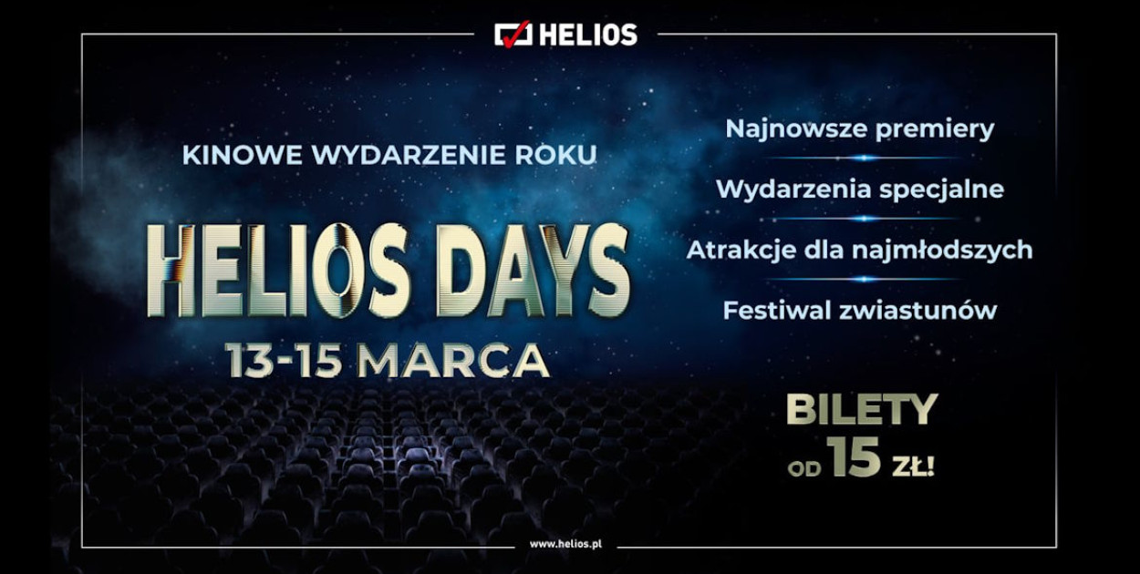Seanse za 15 zł, rabaty i bogaty repertuar – sieć kin zaprasza na Helios Days!