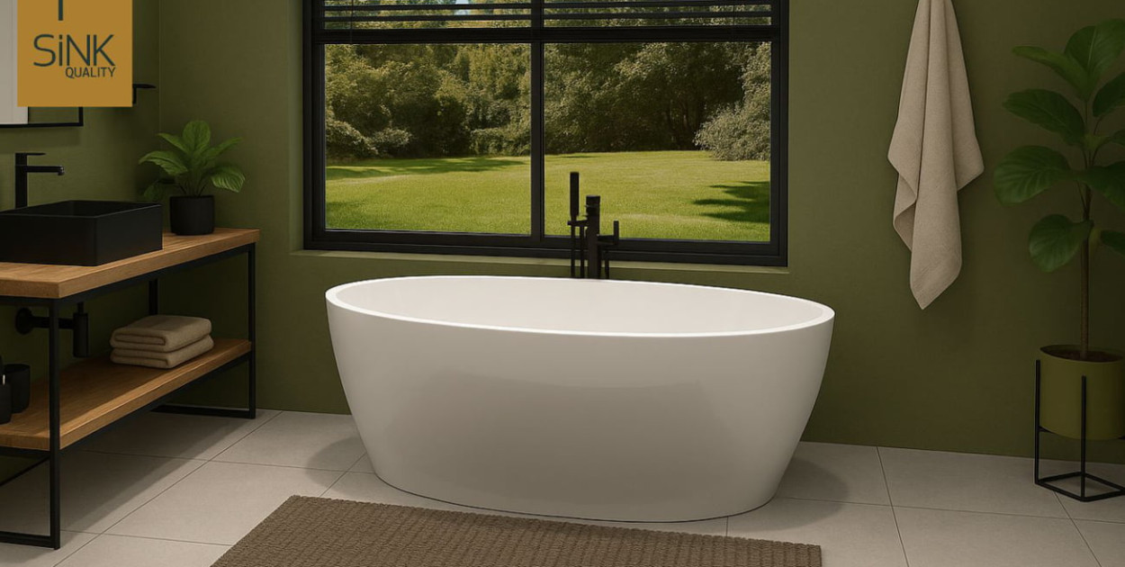 Łazienka z charakterem: wanna wolnostojąca i umywalka, które robią wrażenie