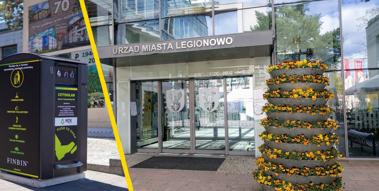 Przed ratuszem w Legionowie stanął inteligentny kosz uliczny. To pilotaż